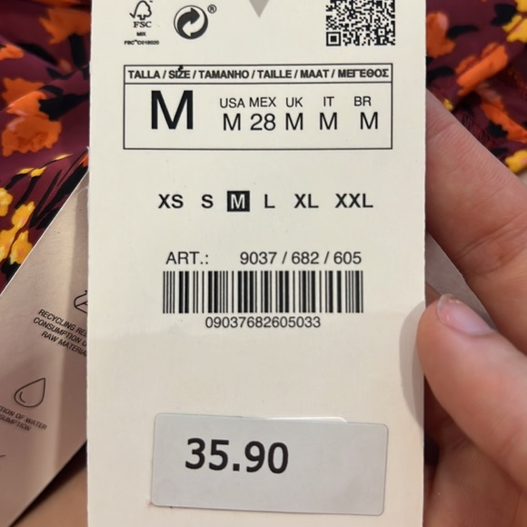 NWT Zara floral cowl neck satin tank top blouse - purple & orange flower print - Picture 9 of 9